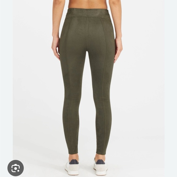 Olive green suede leggings. Wore once.They are a tight medium with some stretch. - Picture 5 of 5